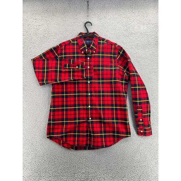 RALPH LAUREN Classic Fit Flannel Shirt Men Large Windowpane Plaid‎ Button Down - Picture 2 of 16
